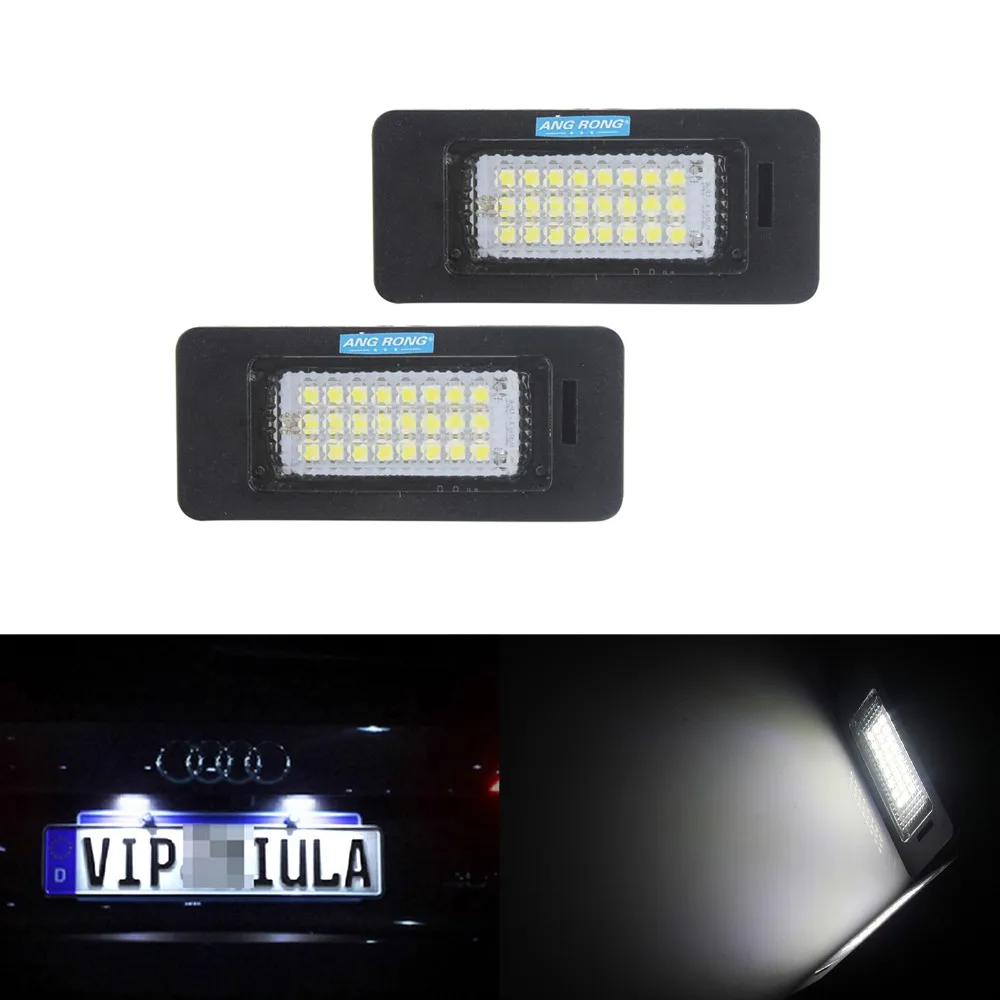 

ANGRONG 2x 18 SMD 3528 LED White License Number Plate Light For Audi TT Q5 A3 A4 A5 A6 A7 VW Golf MK6 Passat B6 Porsche Panamera