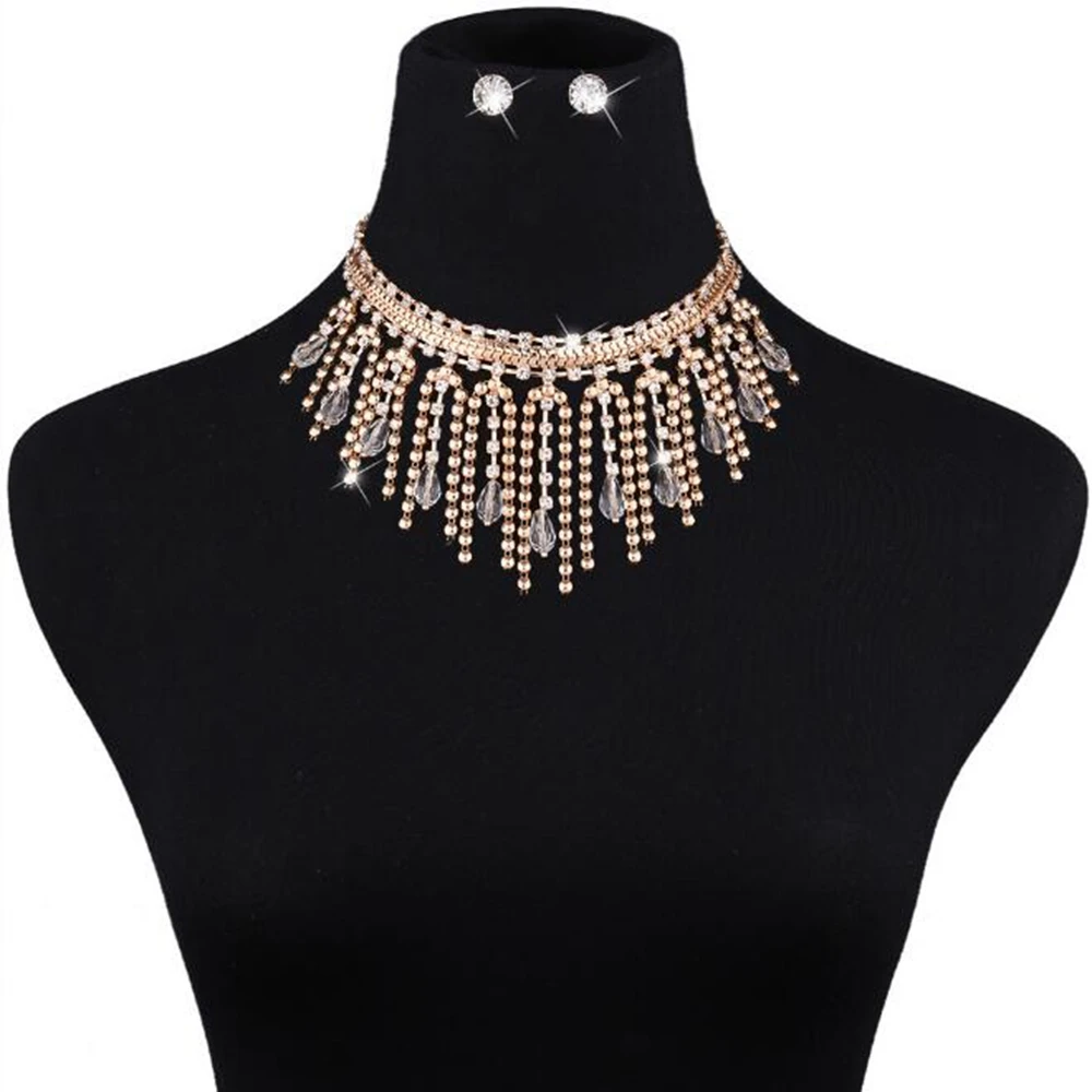 Женские модные ювелирные хрустальные бусы кластер короткая цепочка кисточка