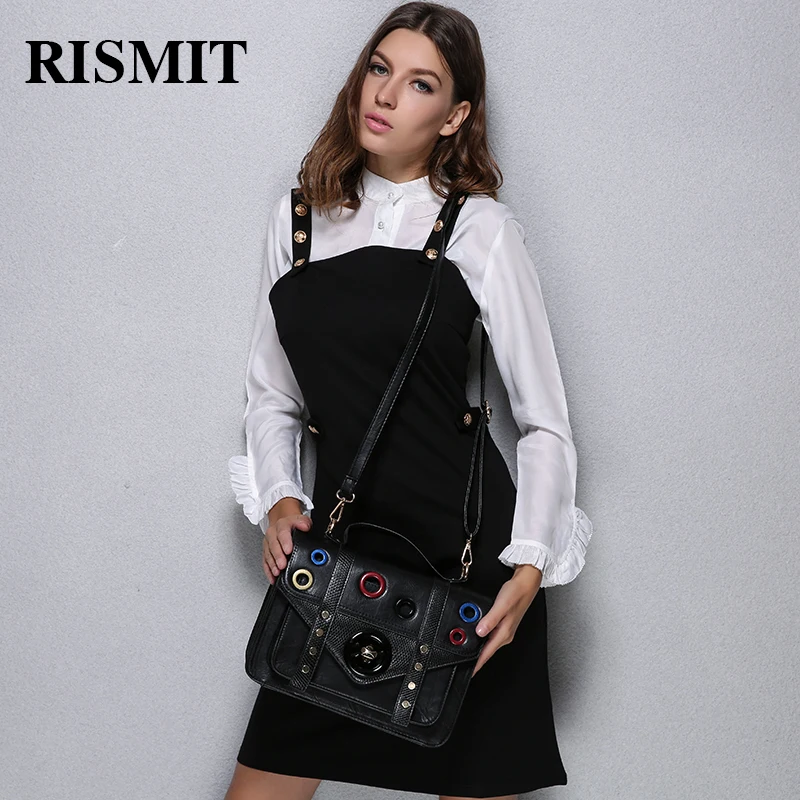 Rismit Женская сумка с разноцветными клепками из экокожа BO70|messenger bag women|shoulder bagsbag women |