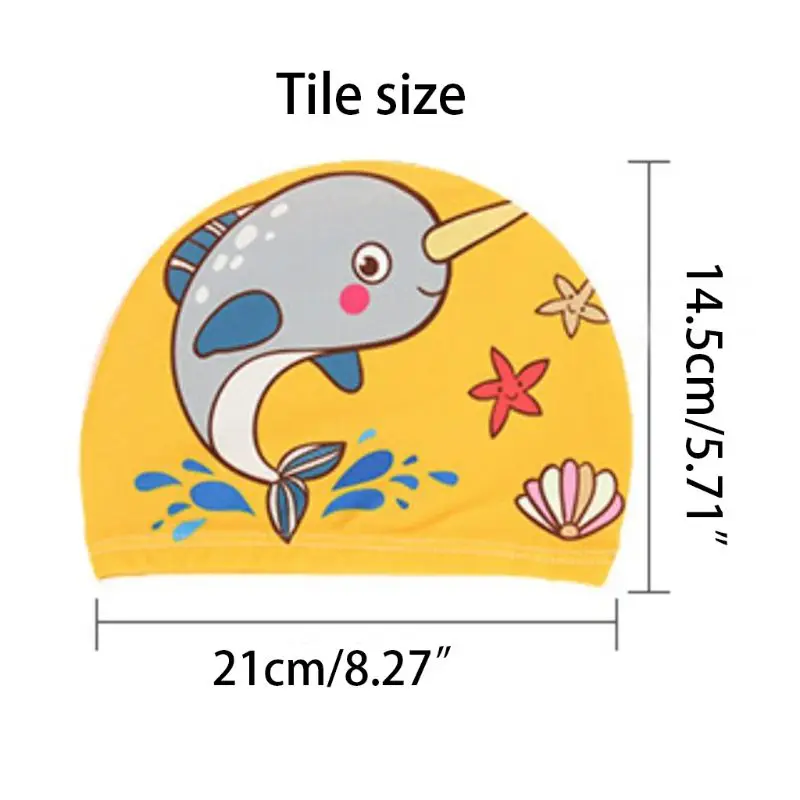 

Children Baby Swimming Cap Cute Cartoon Animal Prints Waterproof Protect Ears Soft Polyester Lightweight Unisex Swim Accessory