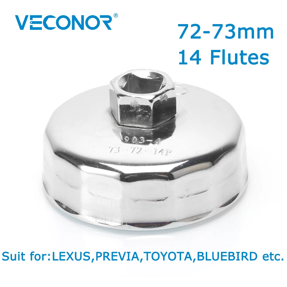 Квадратный гаечный ключ Veconor, 1/2 дюйма, нержавеющая сталь 72 мм-73 мм, крышка для масляного фильтра, съемник инструмент для жилья, 14 канавок, универсальная для LEXUS PREVIA CROWN