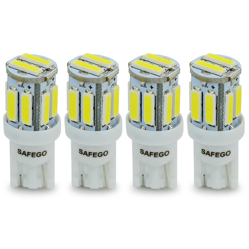 Safego 4x T10 W5W светодиодные лампы 10 7020 SMD 194 168 2825 Сменные на танкетке белый сигнальный