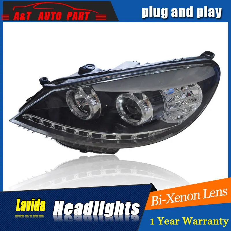 

car Styling LED Head Lamp for VW Lavida led headlights 2008-2011 for Lavida headlamp drl H7 hid Bi-Xenon Lens angel eye low beam