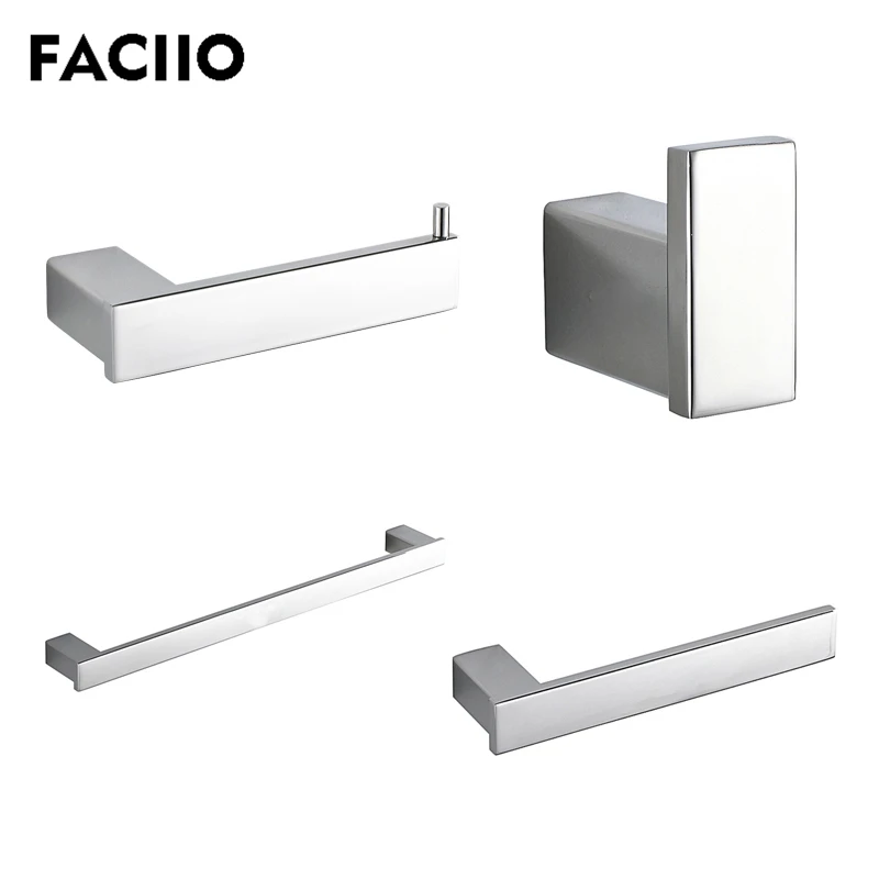 

FACIIO 4pcs/set Towel Holder Bathroom Set Accessories Towel Hook Wall Mounted Toilet Paper Roll Holders Bathroom Hardware S5400