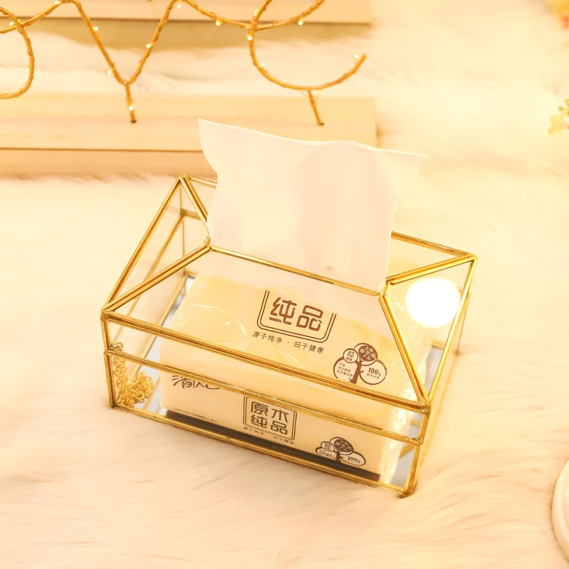 Металлическая зеркальная стеклянная коробка для салфеток в Европейском стиле