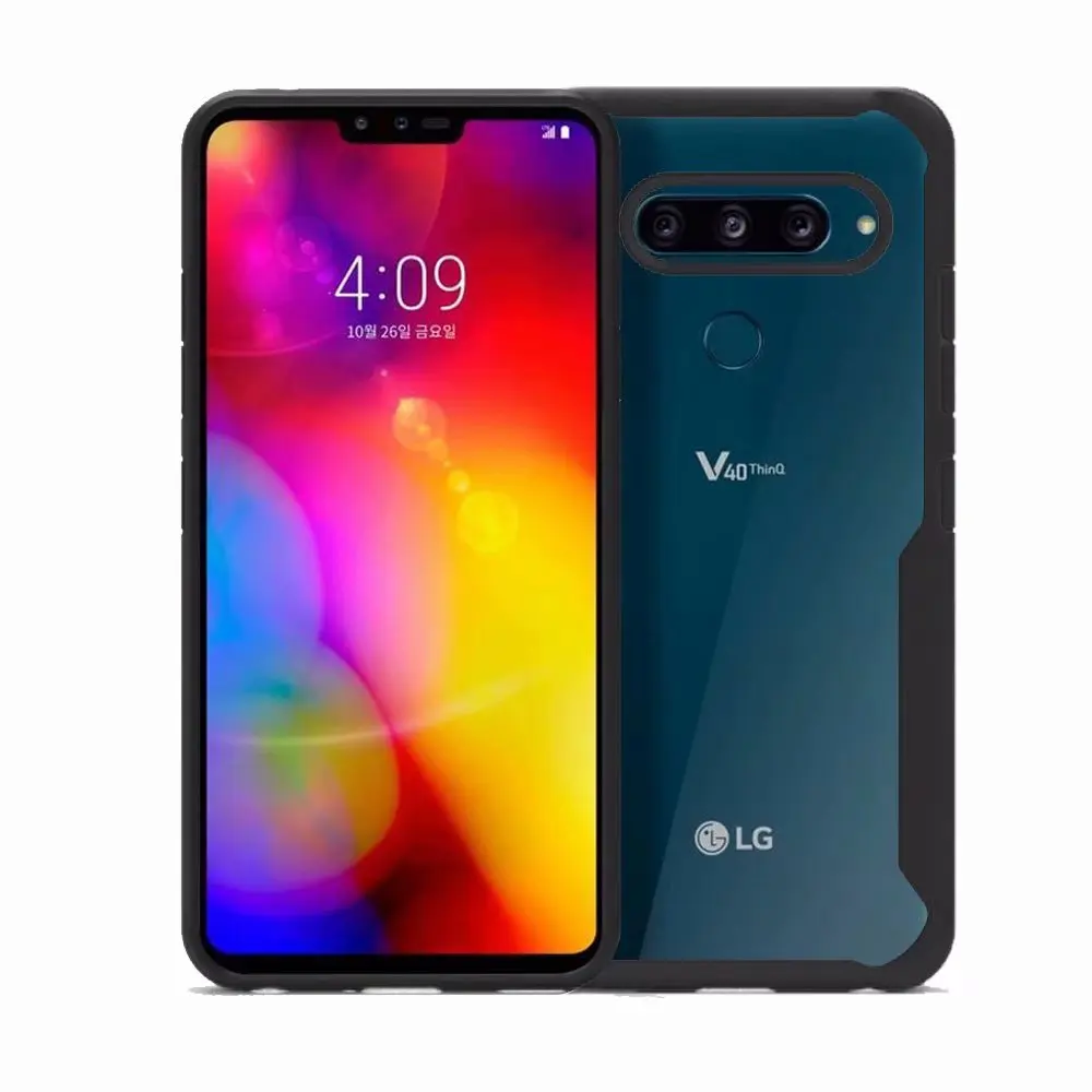 Для lg V40 чехол мягкий силиконовый + прозрачный PC Броня противоударный защитный