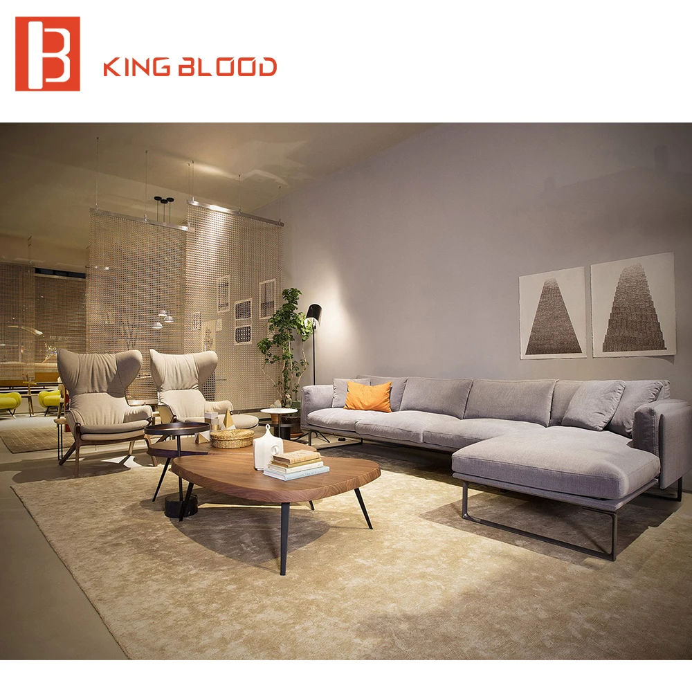 

Royal Style Dubai Modern L shape fabric Sofa Furniture with Metal Frame