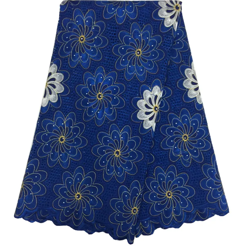 Африканский Хлопок Кружевной Ткани 2017 Высокое Качество Кружева Вышитые С камень