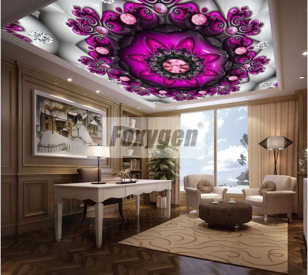 

Foxygen ceiling and wall decoration materials PVC Suspended false stretch ceiling system abstract flower designs