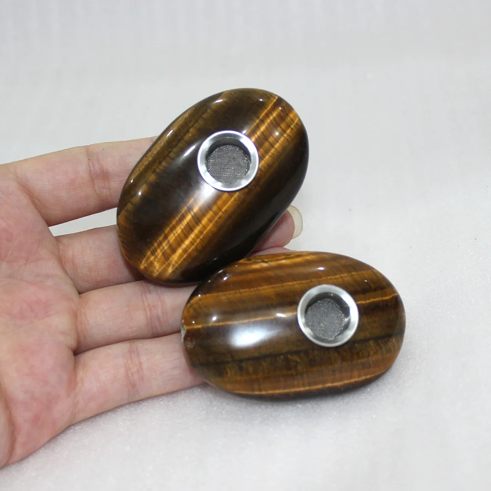 Натуральный кристалл тигровый глаз каменная трубка курительная пальма тусклый