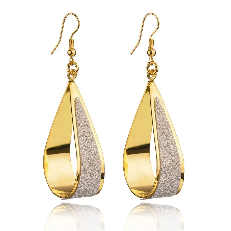Серьги подвески матовые металлические в стиле ретро 2 цвета 2018|earring golden|jewelry