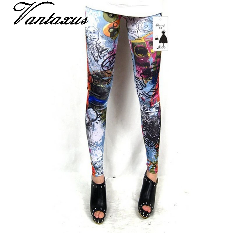 Женские леггинсы с рисунком в виде татуировки|printed leggings|slimming leggingsgraffiti leggings |