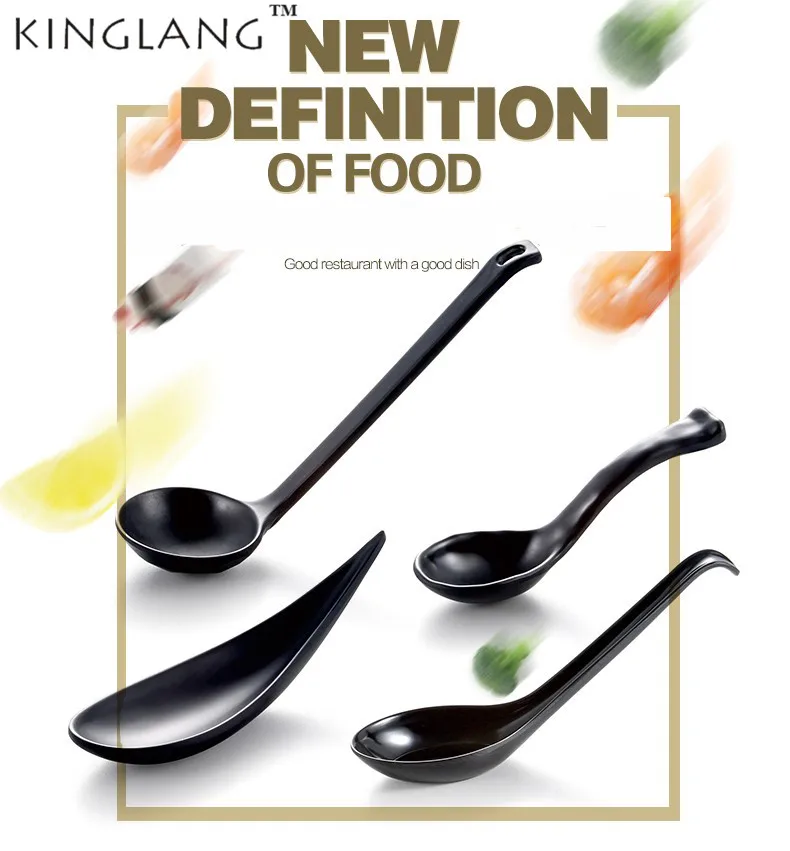

Kinglang Бесплатная доставка Черная ложка совок японский ковш Совок отель ложка пластиковый суп ложка детская безопасная ложка