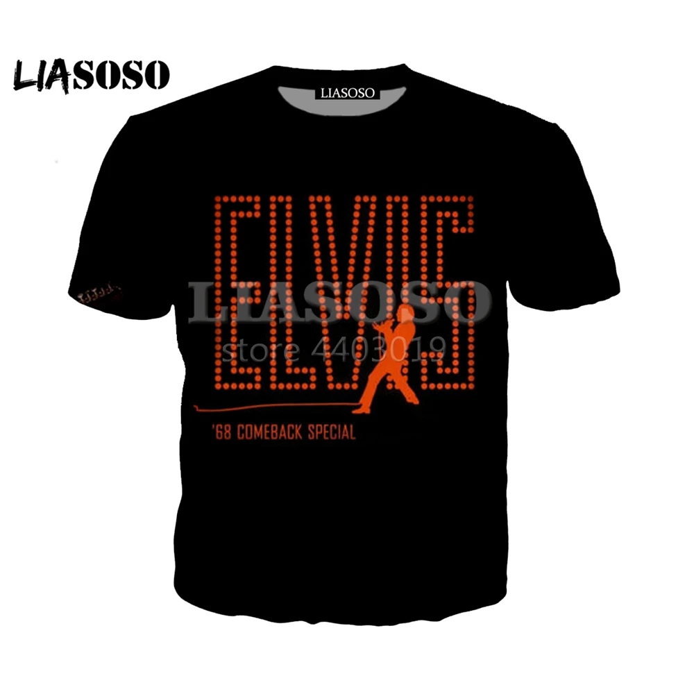 Новинка лета 2018 футболка liaseo с коротким рукавом топ 3D цветным принтом Elvis Presley