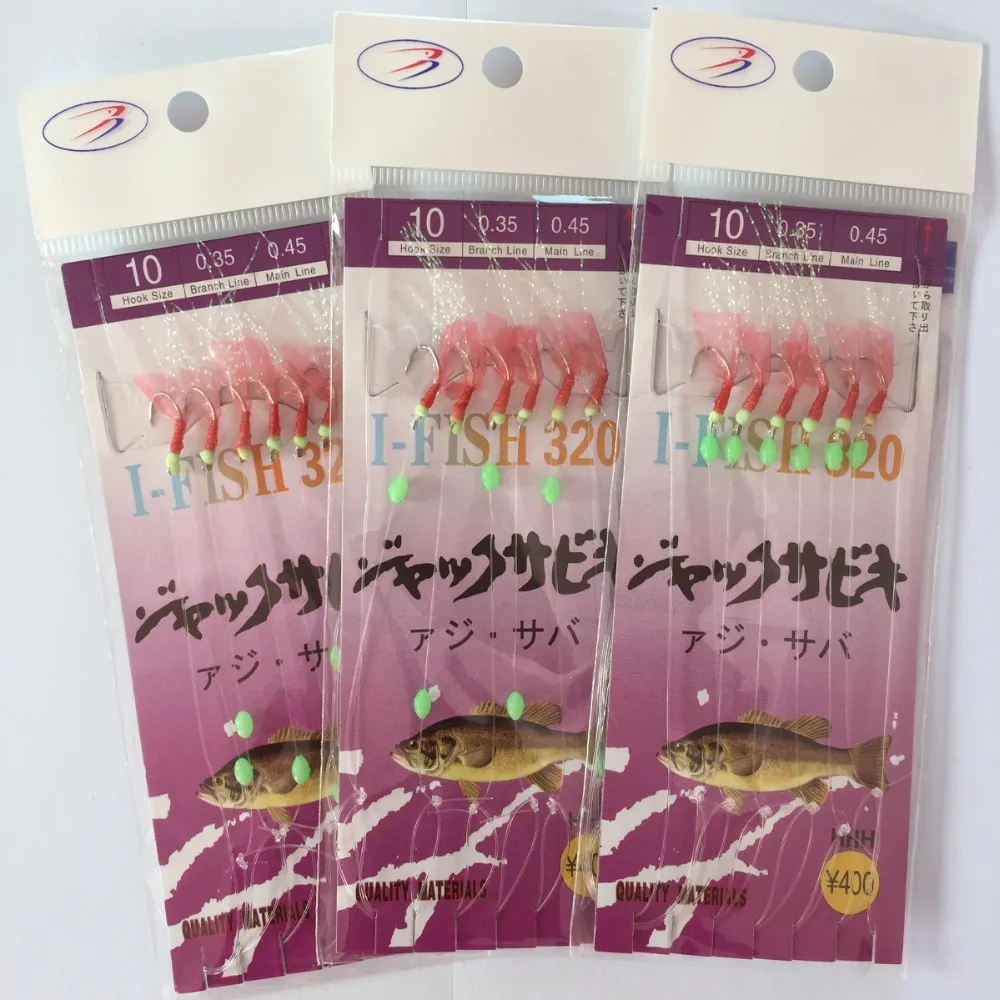 Sabiki Рыбалка приманки Джиги буровые установки световой Bean Крючки 60 шт./10 пакета(ов)