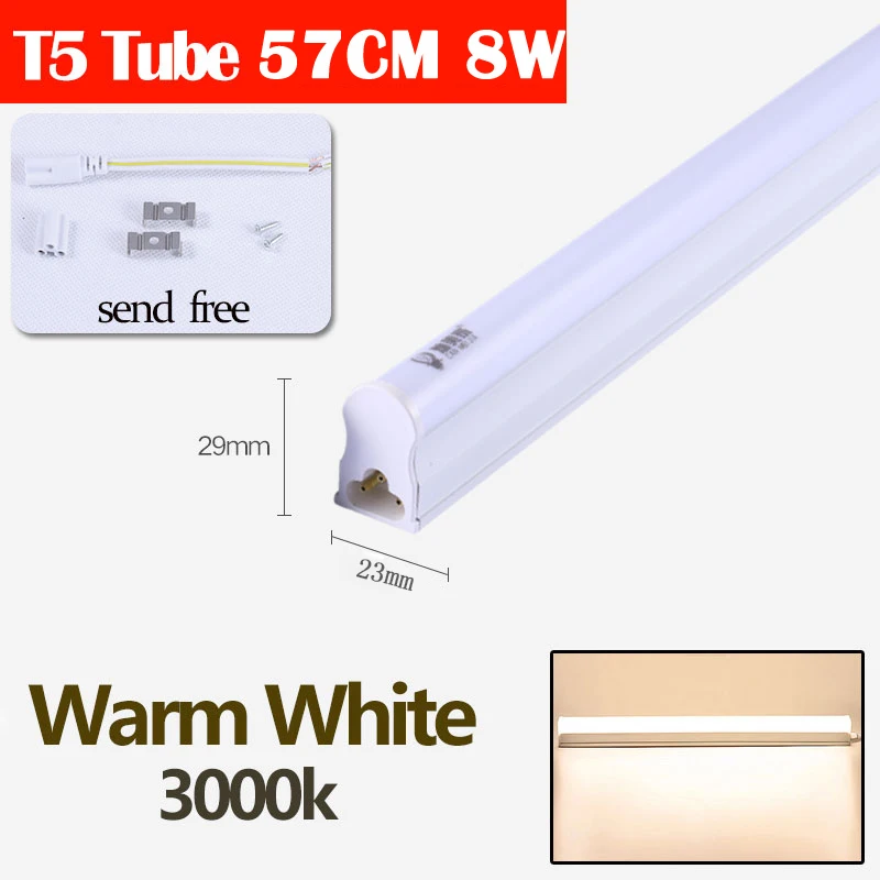 T5 Warm White 60cm T5 T8 Led Tube Light 220V Lamp Switch Cable EU Standard Connector Cable for Integrated Tube Light Adapter Wall Lamp Home Light - Испускаемый цвет: T5 Warm White 60cm