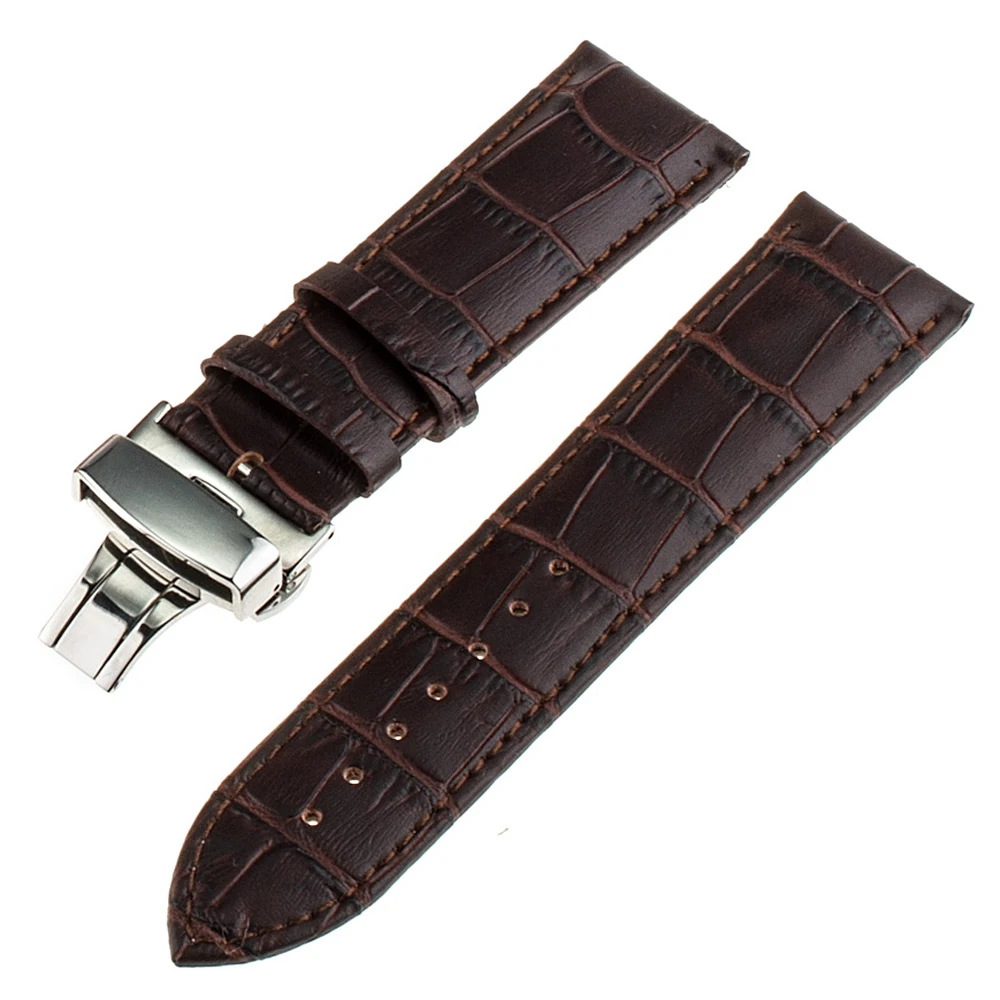 22 мм ремешок из натуральной кожи Бабочка Пряжка для Pebble Time/сталь LG G Watch W100 W110 Urbane