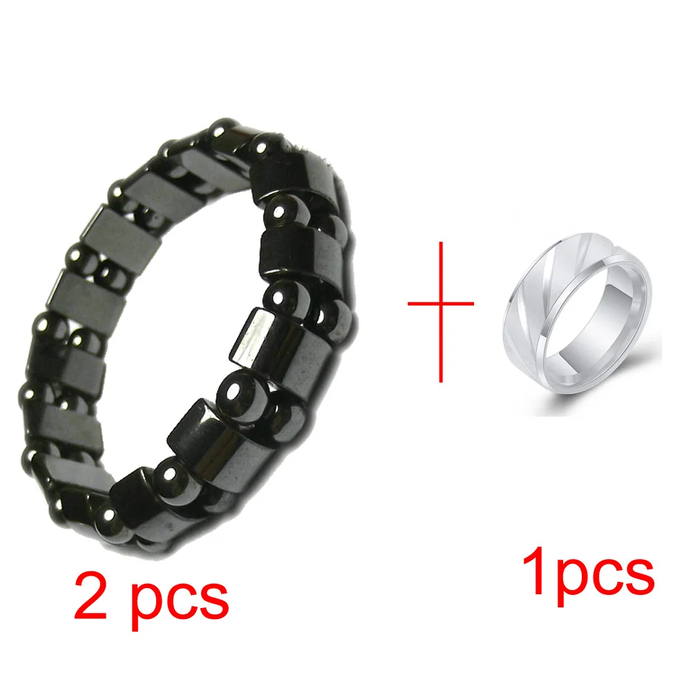 2Bracelet and sliver Фитнес-браслет для потери веса биомагнитное магнитное кольцо Здоровый Уход на запястье продукты для похудения черный камень тонкие браслеты - Цвет: 2Bracelet and sliver