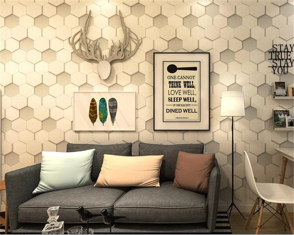 3D обои beibehang muralNordic с абстрактным геометрическим шестигранным текстурированным