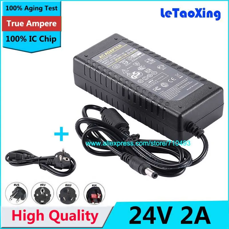 С IC чипом DC 24V 2A LED Импульсный источник питания адаптер AC100-240V к DC24V 48W трансформатор