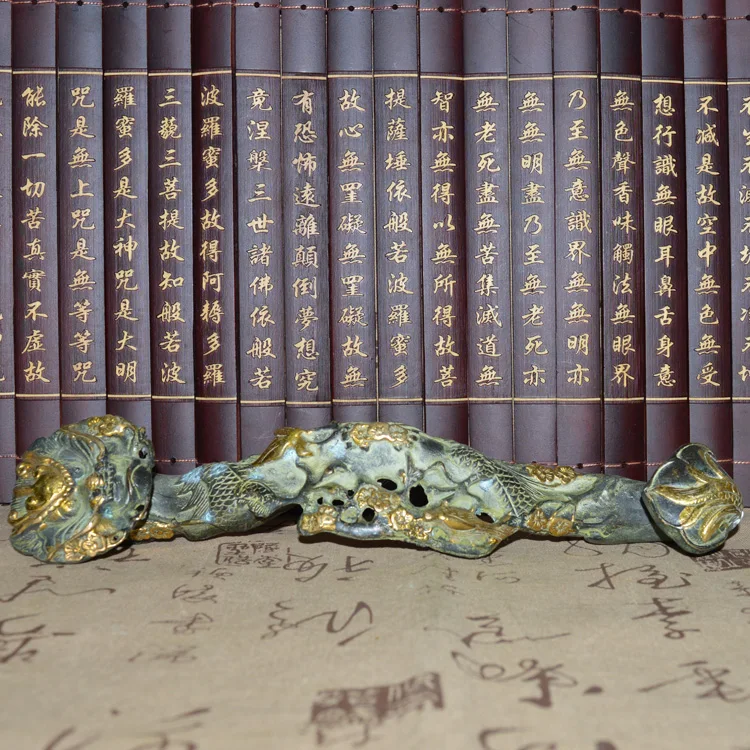 Архальная скульптура позолоченный бронзовый дракон резное животное Ruyi птичья