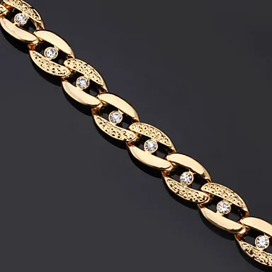 Chunky Figaro Bracelets For Men Women 18K Real Gold Plated Bangles Rhinestone Crystal Jewelry #00824306 | Украшения и аксессуары