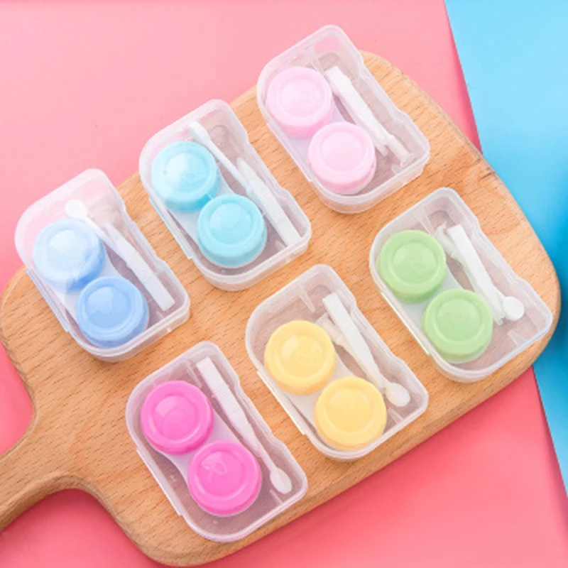 Хранения контактных линз коробка прозрачный пластиковый случайного цвета