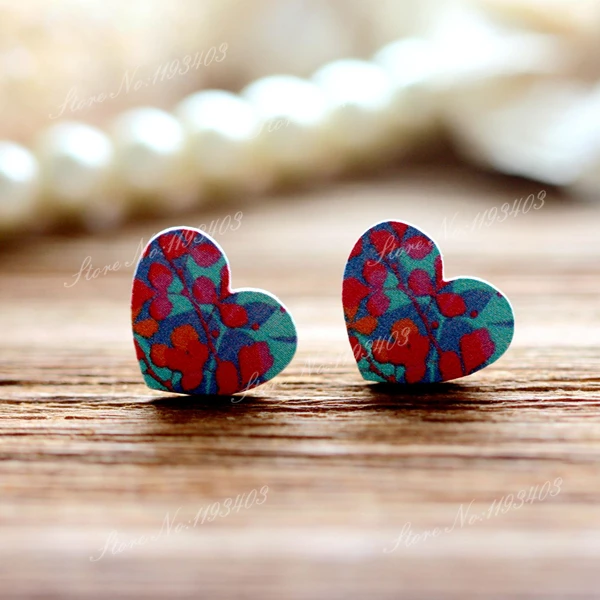 16 мм окрашенный Деревянный Кабошон в форме цветка и сердца лазерной резки для