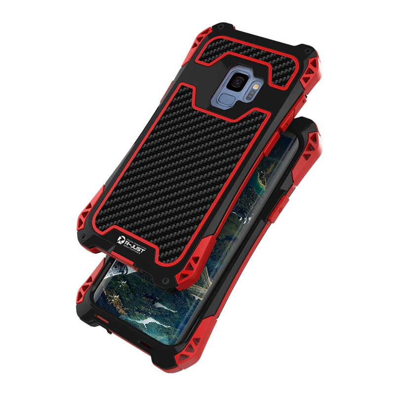 

R-JUST Camo Case For Samsung Galaxy S9 Plus Luxury Metal Aluminum Armor Waterproof Shockproof Powerful Case