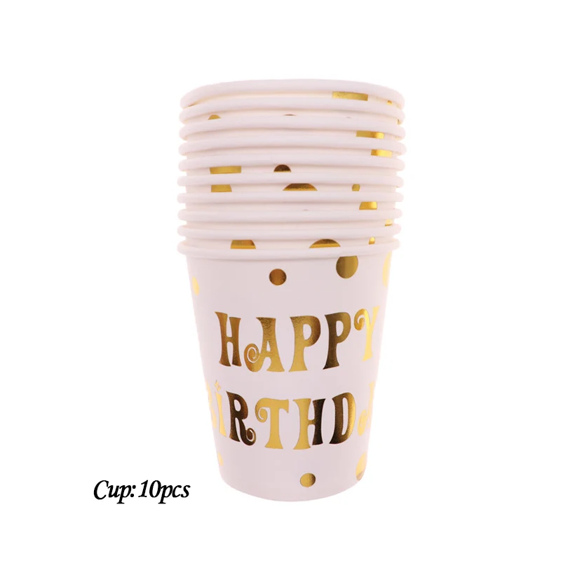 Cup10pcs 10 шт./лот, цветная Золотая фольга, тарелка, чашка, тема, день рождения, праздничная бумажная посуда, декоративные принадлежности для детского душа - Color: Cup10pcs