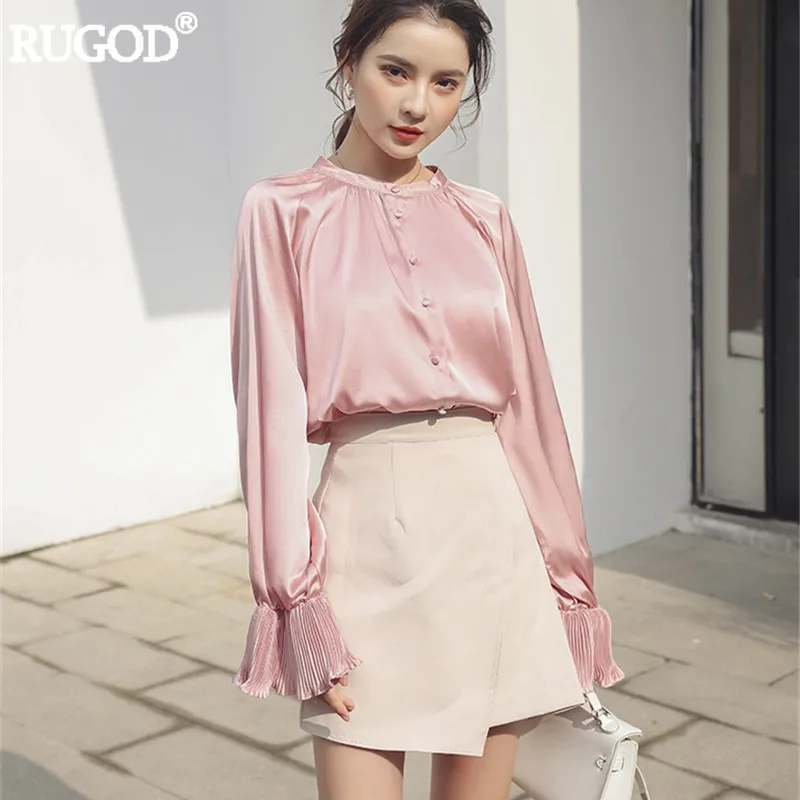 Женская Офисная рубашка RUGOD элегантная однобортная с длинным рукавом бабочкой