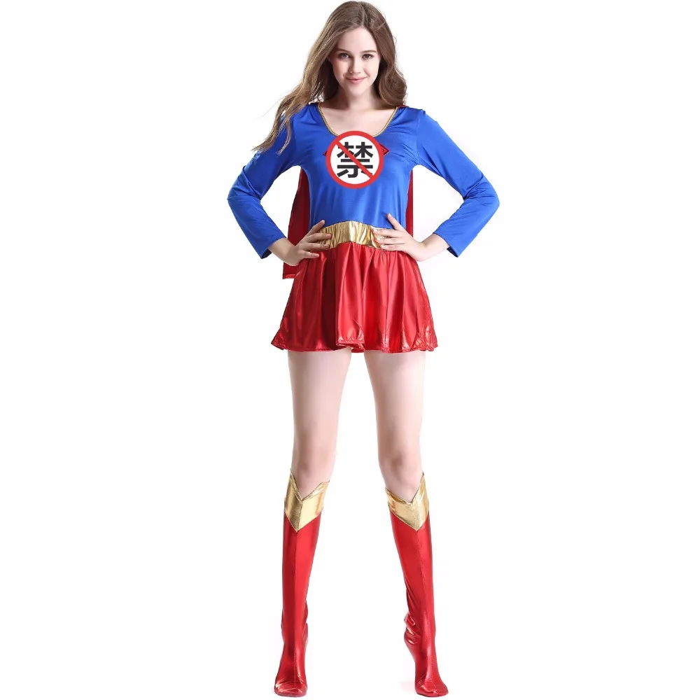 Sexy cospaly European and American adult Halloween costume Superwoman suit Roleplay PU leather superman |