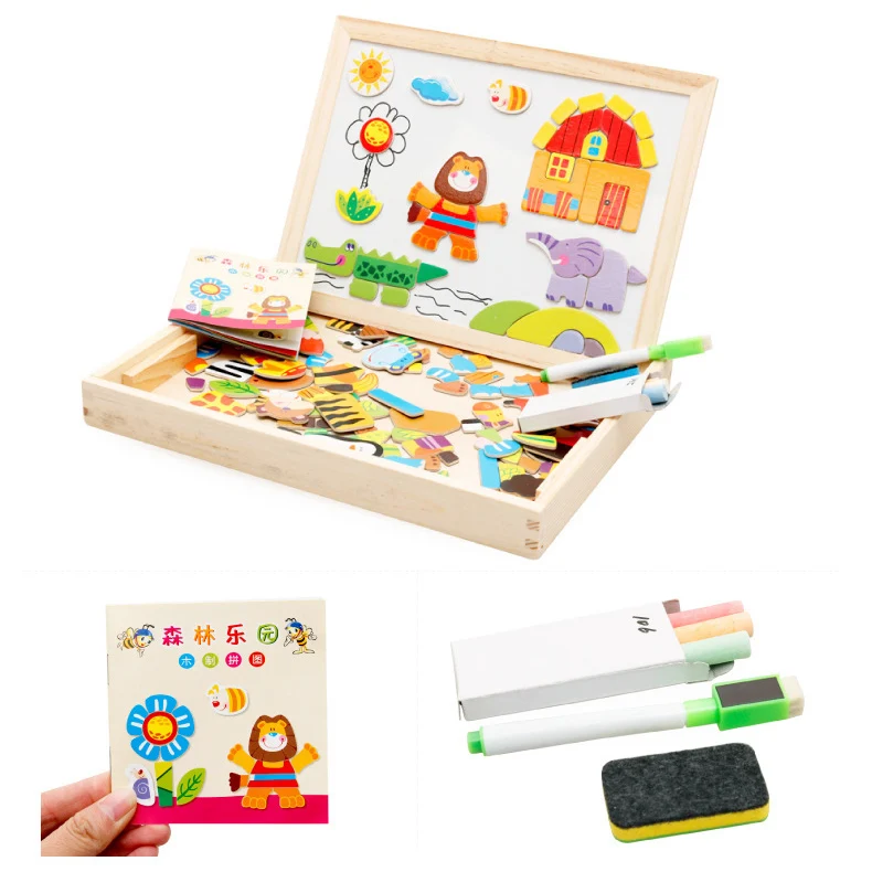 Обучающие деревянные игрушки Chanycore для малышей пазл доска с изображением лесных