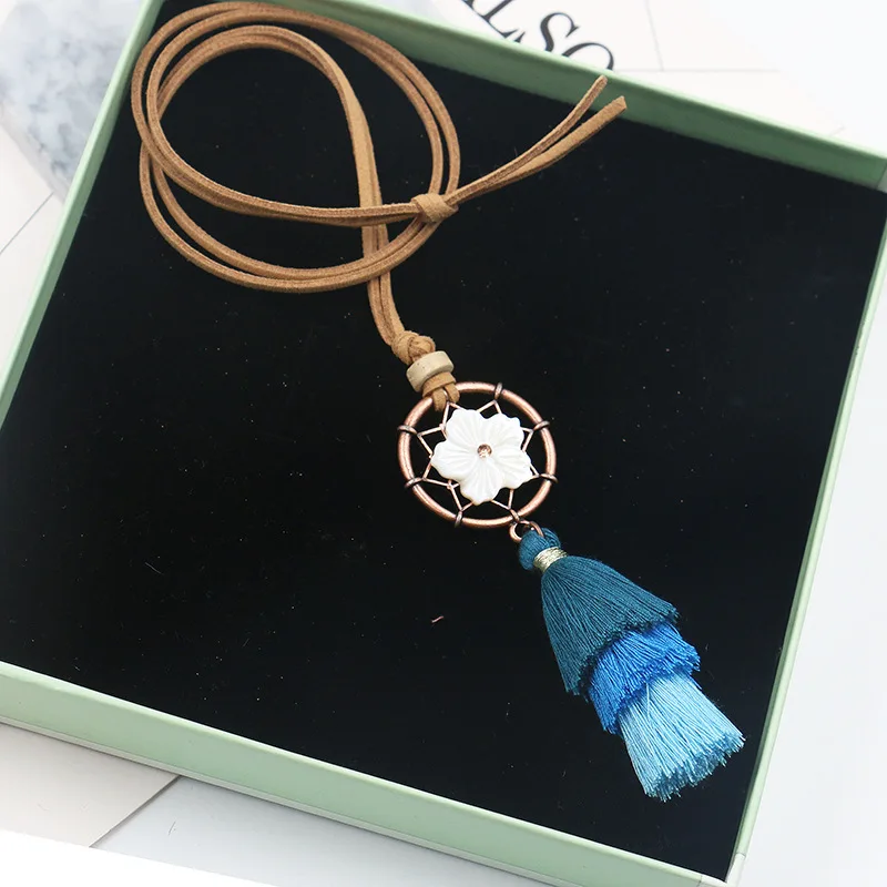 N011.Dream catcher креативное длинное ожерелье с кисточками кулон оболочка свитер цепь |