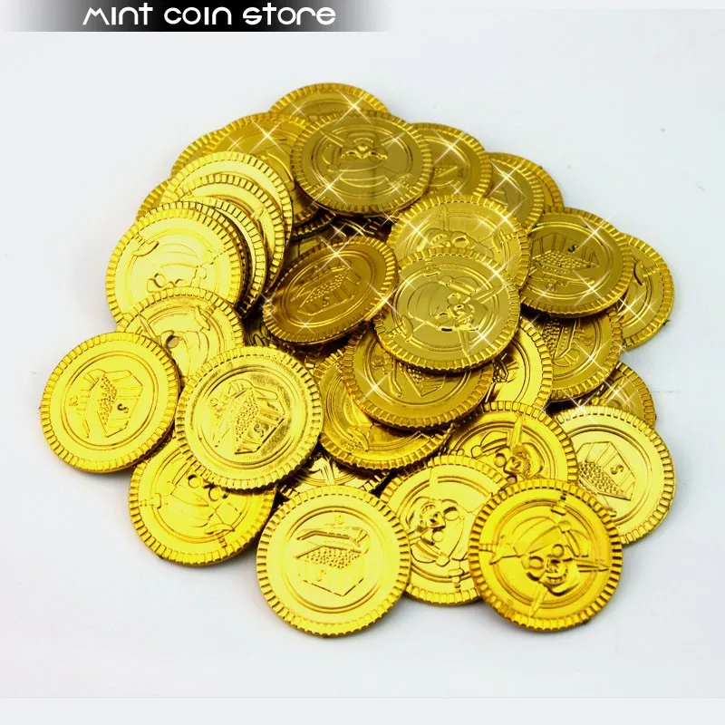 Крутой необычный пластиковый капитан пиратское сокровище 1000 шт. золотые монеты