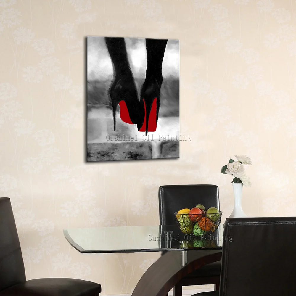 Картина маслом на высоком каблуке Высококачественная Черная настенная