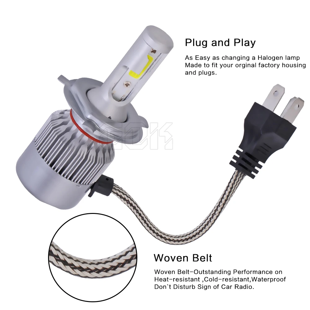 Супер яркая светодиодная лампа H4 автомобильная фара H1 H7 H8 H11 HB3 9005 9006 HB4