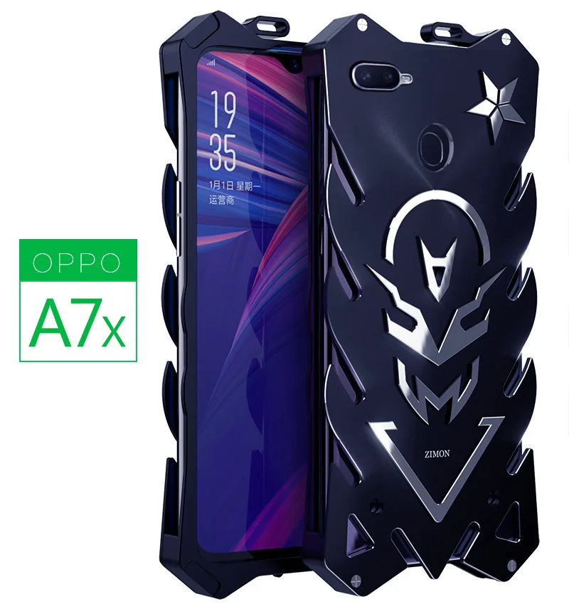 Для OPPO A7 X Чехол Zimon ударопрочный Алюминиевый металлический чехол для Задний
