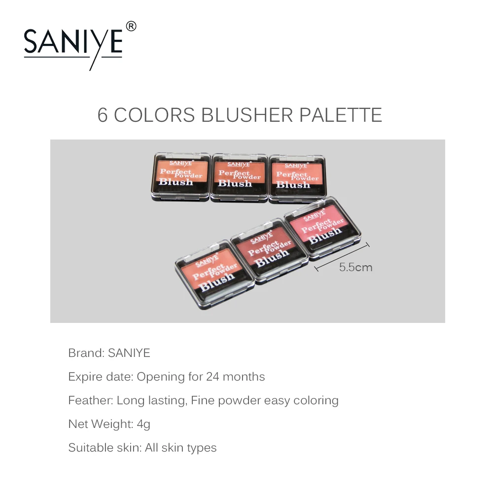 SANIYE персиковые матовые румяна пудра Макияж Румяна Палитра долговечная