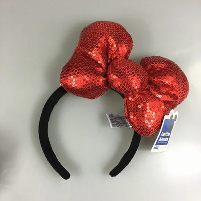 Микки Минни повязка для волос играть в игры Женские вечерние головные уборы уши Блестки для волос-ленты принцесса наголовный обруч плюшевый подарок игрушка для ребенка - Цвет: Фиолетовый