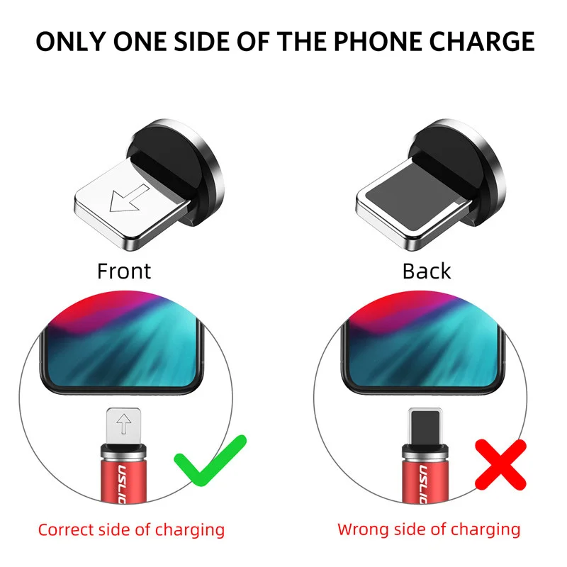 

USLION 3A Fast Charging Magnetic USB Cable Charger For iPhone 11 Micro USB Type C Magnet Cable For Samsung S10 S9 USB-C Cord 2m