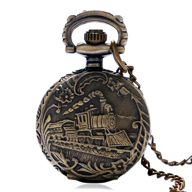 

Vintage Locomotive Transportation Tool Modern Men Women Quart Pocket Watch Pattern for Special Reloj Mujer Fob Watch Clock Gift