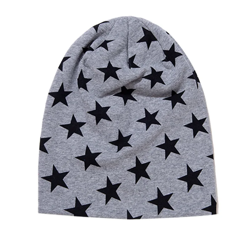 grey full star Новая детская шапка в стиле хип-хоп для уличных танцев, детская шапка со звездами, шарф, шапка для мальчиков и девочек, осенне-зимняя вязаная шапка для малышей - Цвет: grey full star