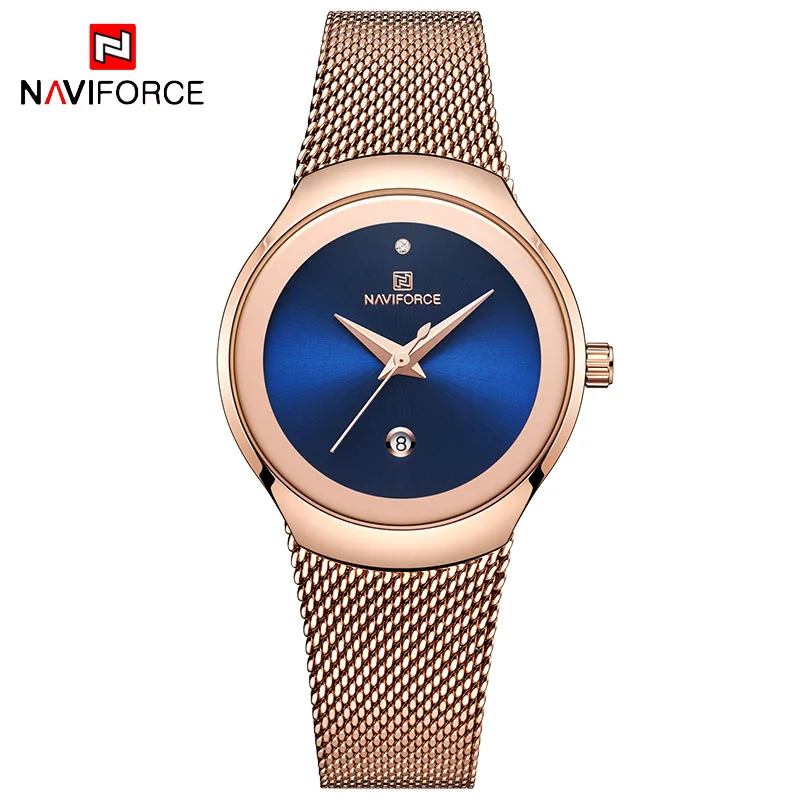 RGBE NAVIFORCE, роскошные Брендовые Часы, женская мода, платье, кварцевые часы, дамские, полностью стальная сетка, ремешок, простые, для девушек, часы, Relogio Feminino - Цвет: RGBE