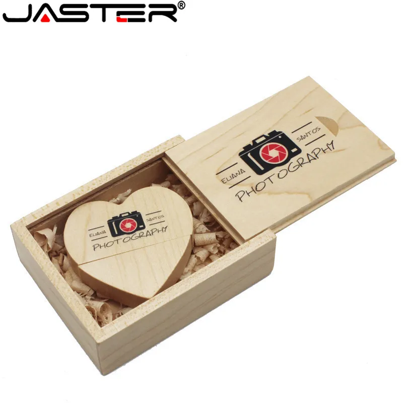 JASTER деревянное сердце usb+ Подарочная коробка usb флеш-накопители U диск Pendrive 4GB 8GB 16GB 32GB свадебный подарок(более 10 шт бесплатный логотип