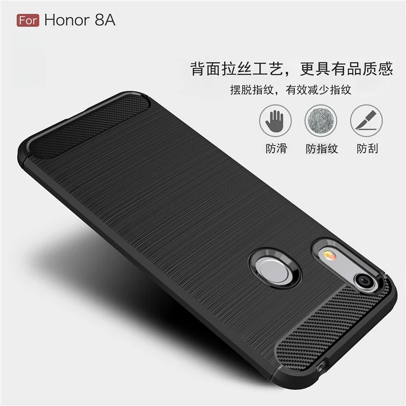 Для Honor 8A чехол из углеродного волокна противоударный чехол для телефона для huawei Honor 8A 8 A чехол Полная защита бампер гибкий корпус