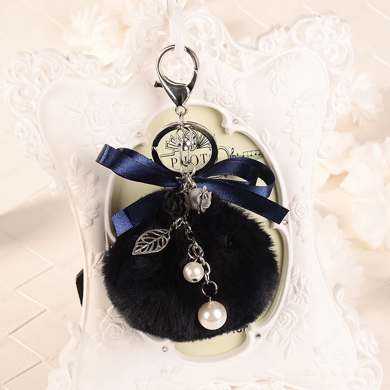 Пушистый меховой шар брелок жемчуг брелоки с помпонами помпон Porte Clef Charm|pompon
