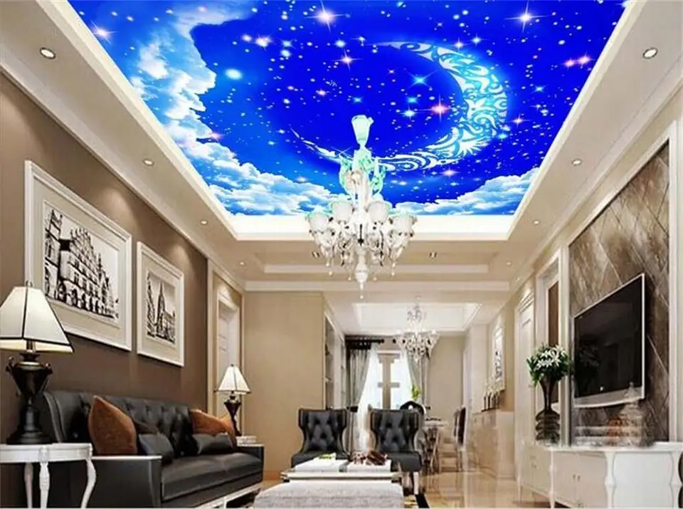3d wallpaper custom photo mural Beautiful dream star moon clouds zenith ceiling room for wall non-woven | Обустройство дома
