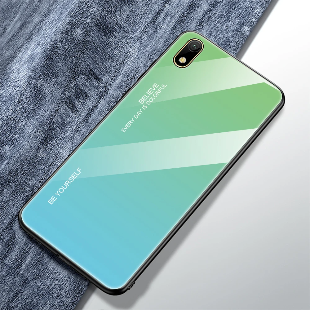 Для Honor 8 S 8 S Чехол градиентное закаленное стекло Жесткий чехол TPU силиконовая рамка жесткая стеклянная задняя крышка для Huawei Y5 противоударный