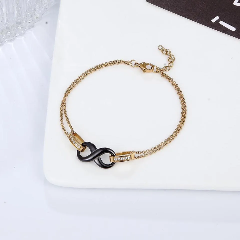 Новые Классические модные браслеты из нержавеющей стали с кристаллами